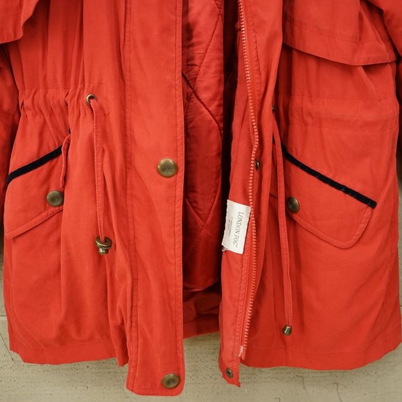 Ladies London Fog Midweight Red & Black Velvet Trim Jacket Coat XL - Picture 2 of 7